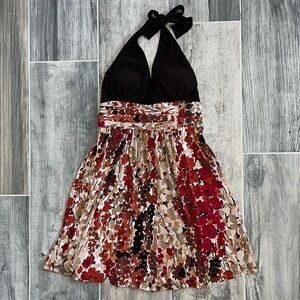 Wrapper Brown and Black Floral Dress